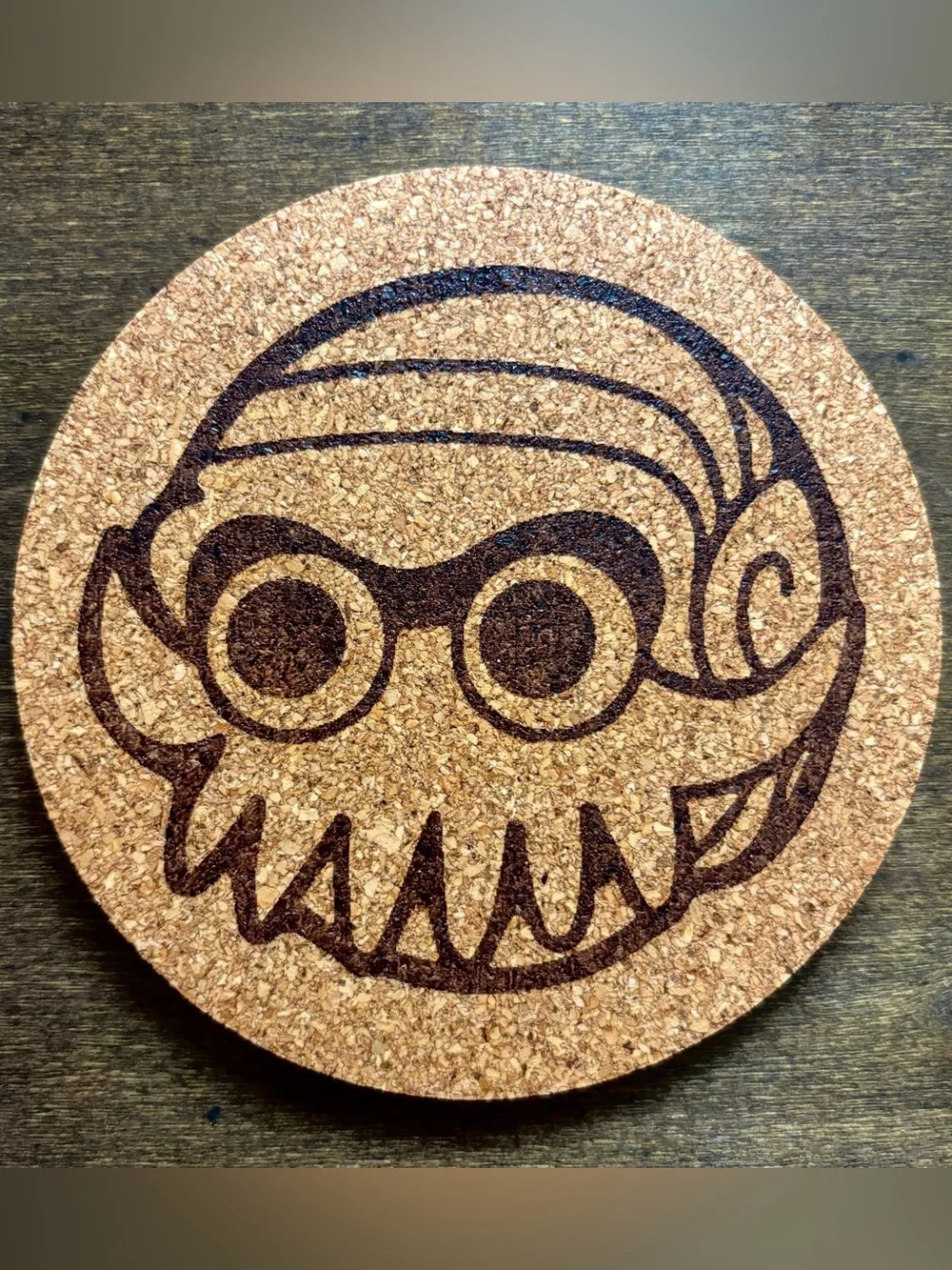 Pokemon Omanyte Face Laser Engraved Cork Coaster